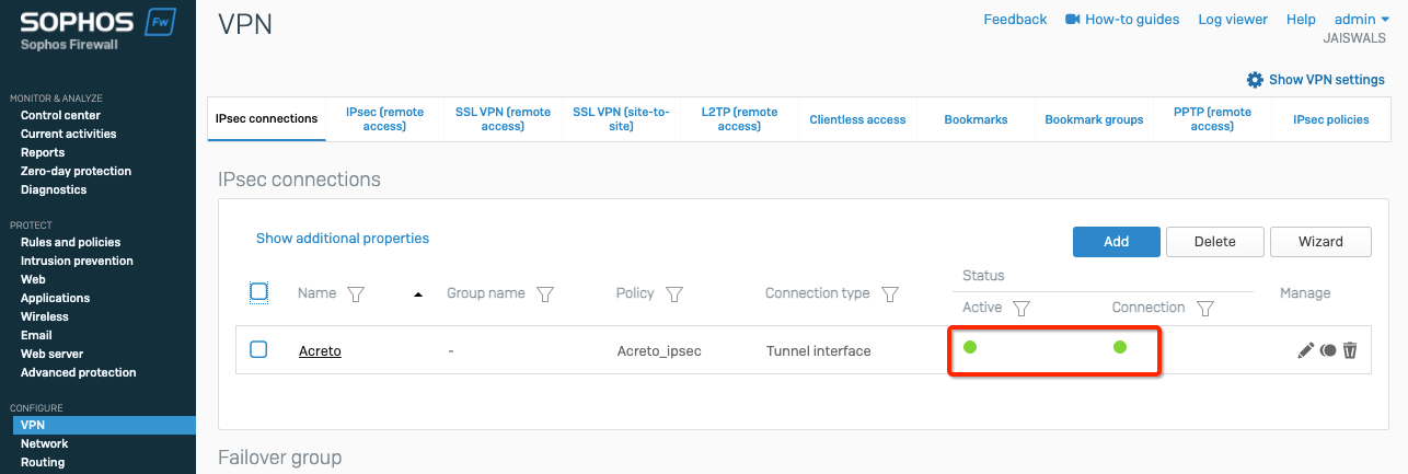 SophosXG - ipsec - configuration