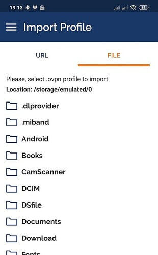 OpenVPN config - Android - List .ovpn profiles