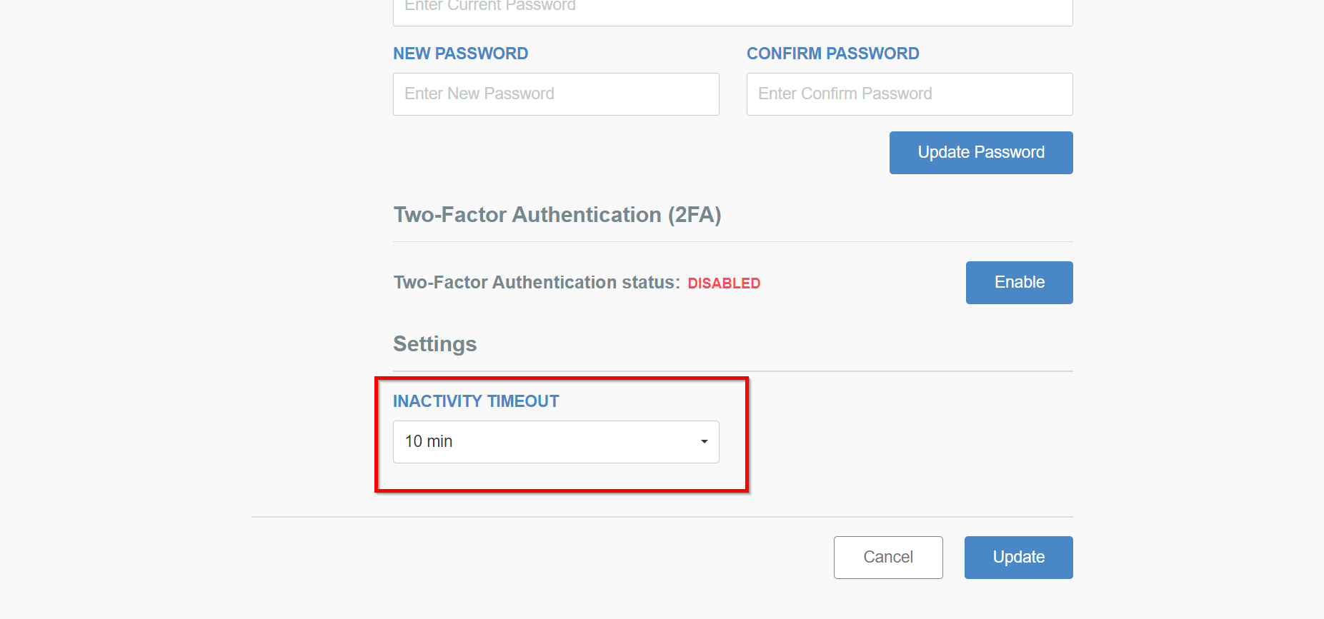 MFA - Inactivity timeout